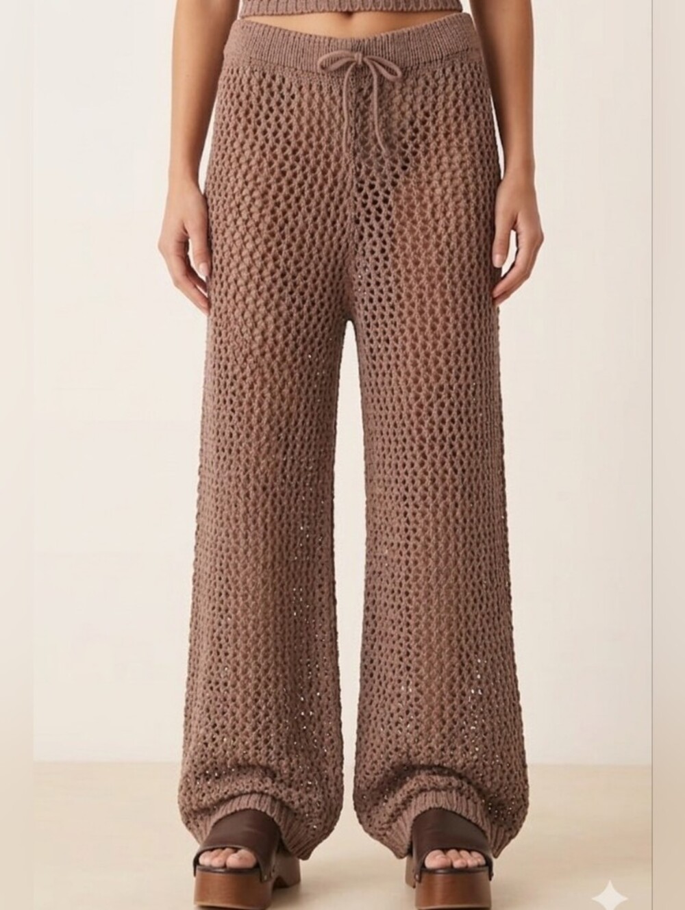 Retro Boho Crochet Pants Wide Leg Relax Kawaii Acubi Twee Indie Sleaze Medium